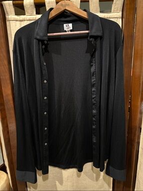 Armani Collezioni Black Long Sleeve Button-Down Casual Shirt